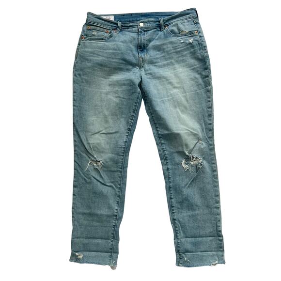 Gap Womens Distressed Girlfriend Mid Rise Light Indigo Denim Jeans Size 10L - Picture 1 of 9